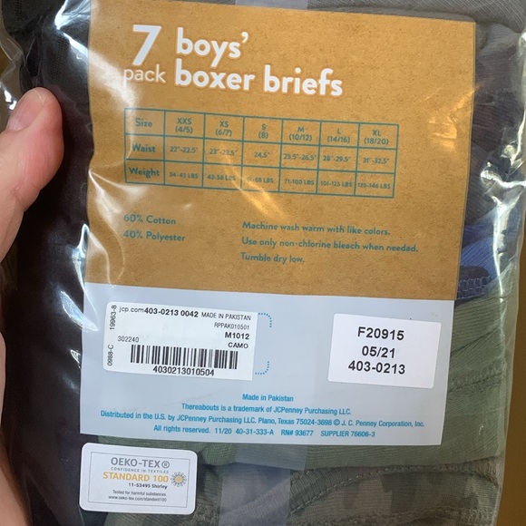 NEW IN PACKAGE Thereabouts boys size 10 - 12 boxer briefs cotton polyester blend - Picture 4 of 5